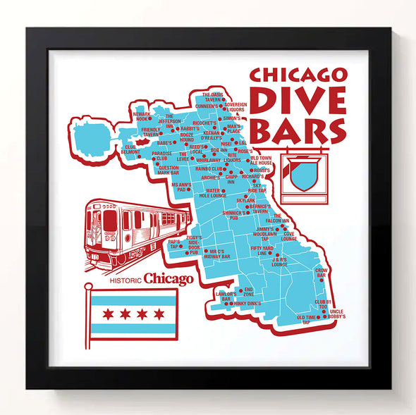 Chicago Dive Bars 12.5" x 12.5" poster