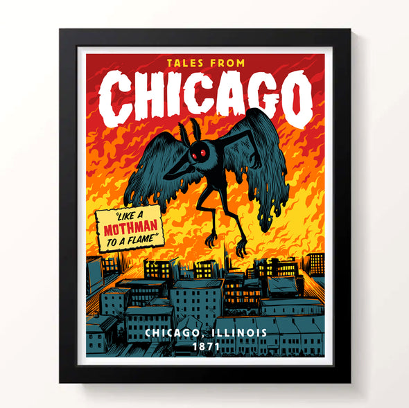 Mothman hovering over the Great Chicago Fire