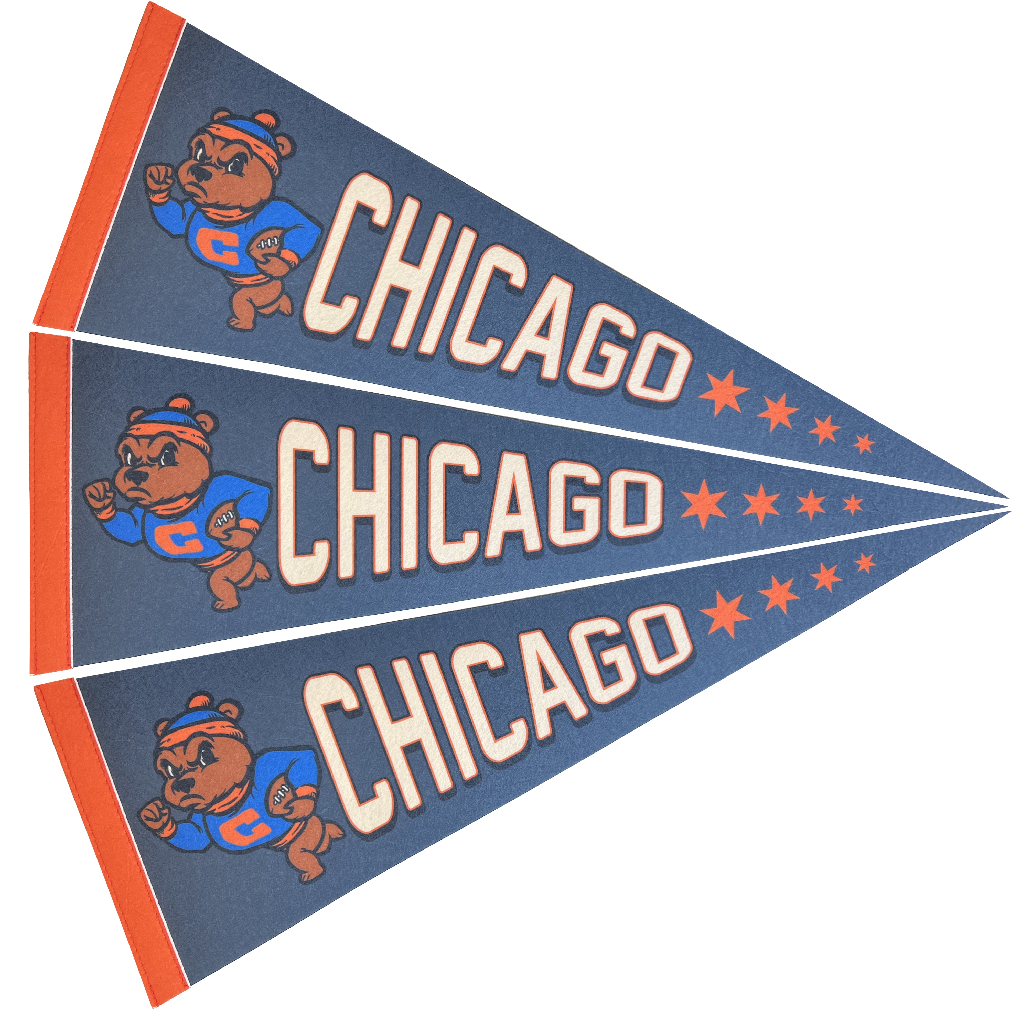 Banner Chicago Bears Con Cuscinetti Adesivi E Puntine | 30x76 Cm | Feltro Misto Serigrafato | Kit Da Parete Ufficiale Per Fan